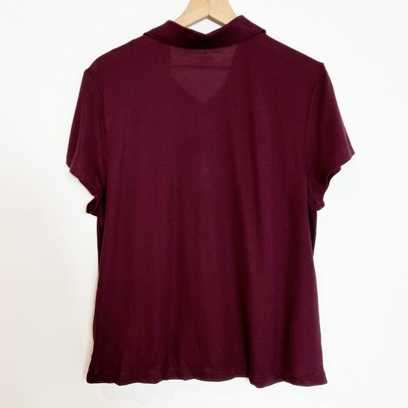 Tommy Hilfiger Maroon Deep Wine Color Women Short Sleeve Techno Dry Top XXL - Picture 2 of 6